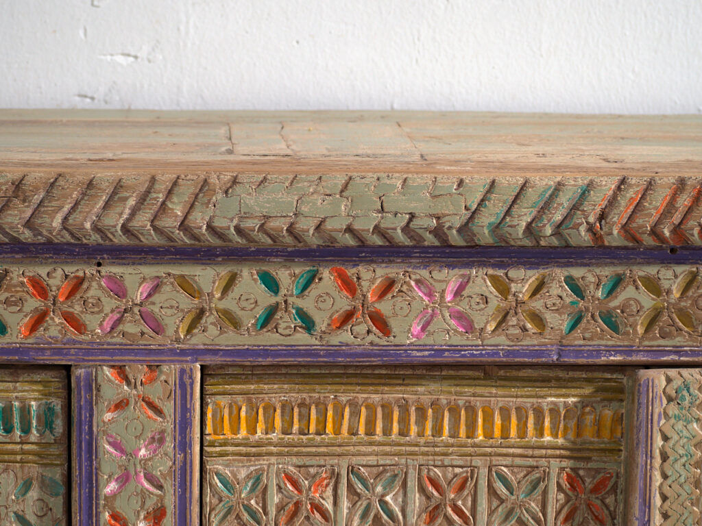 Antique buffet painted in pine wood – Xinjiang, circa 1930