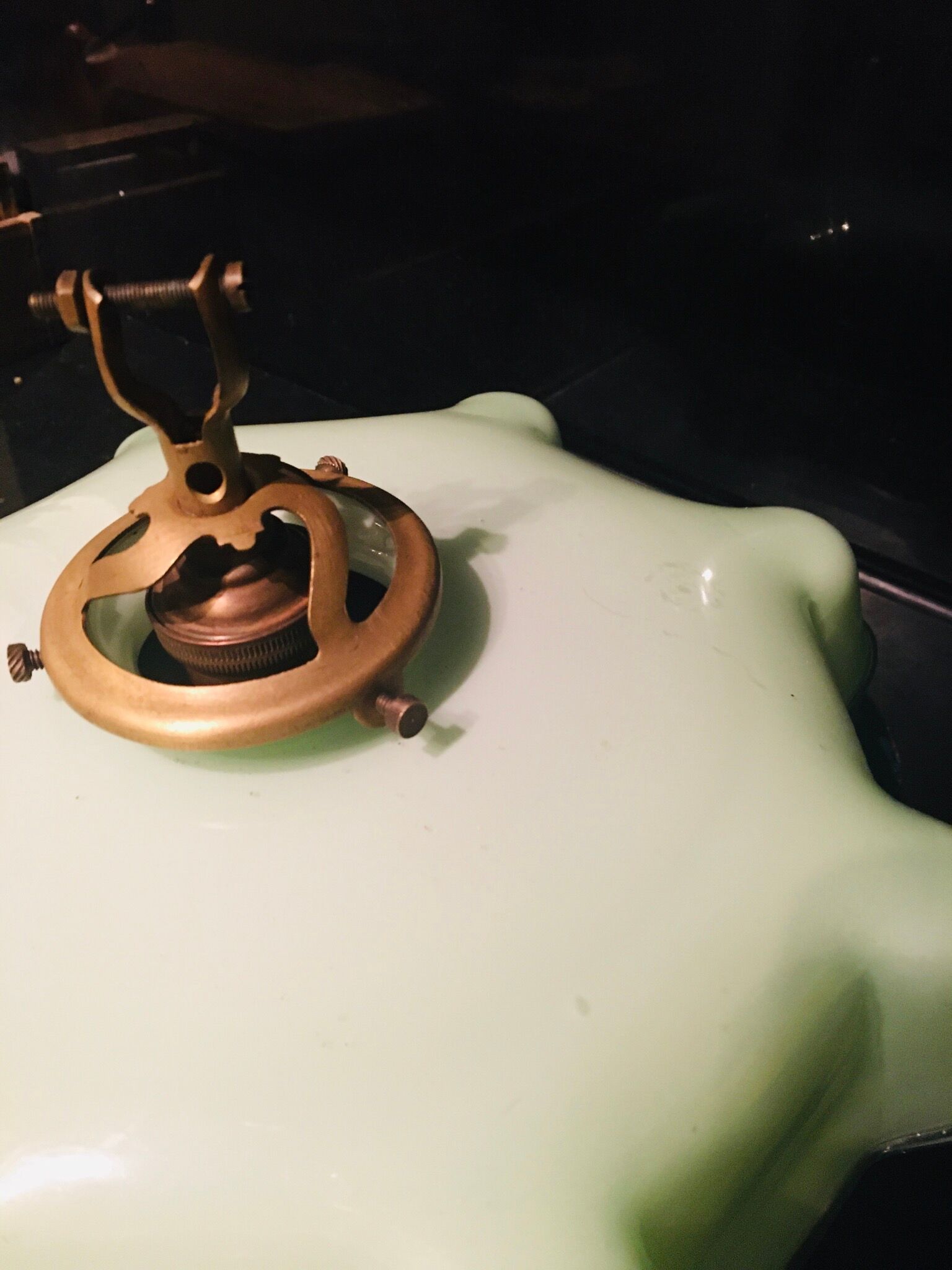 Mint green opaline hanging and brass socket
