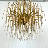 Mid-century, Italian brass and glass chandelier from 70s