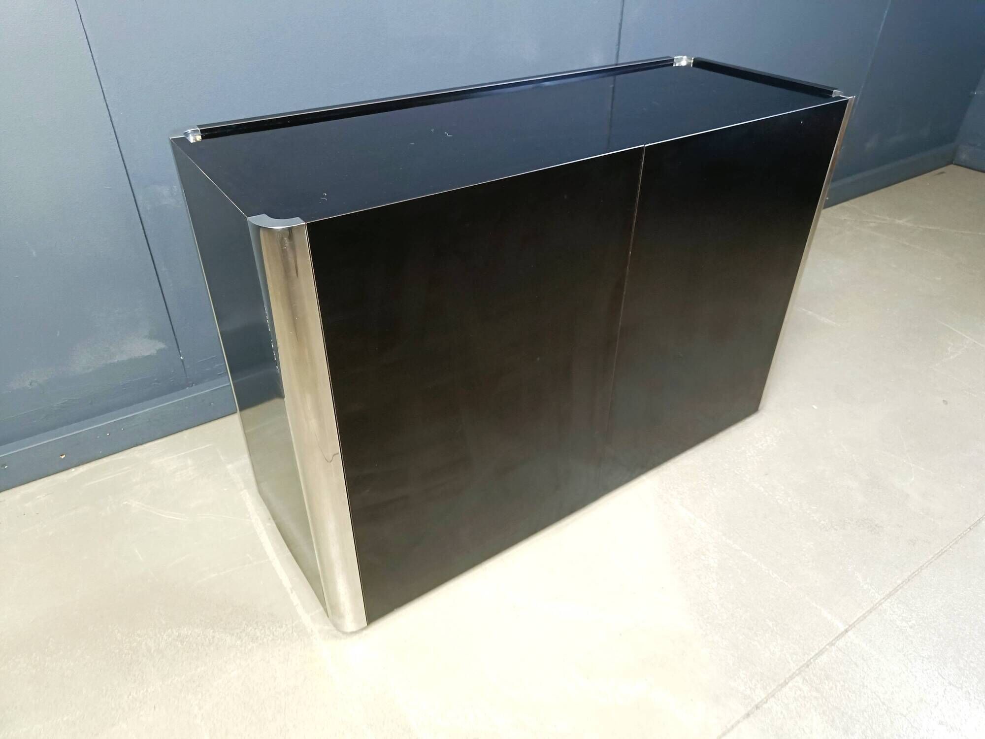 Cabinet in Black Laminate and chrome by Mario Sabot, 1980s