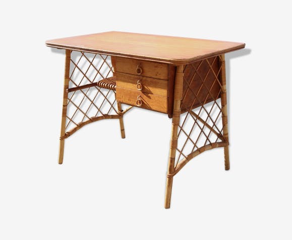 Louis Sognot rattan desk from the 50s