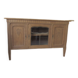 Console, shallow art deco sideboard in raw wood.