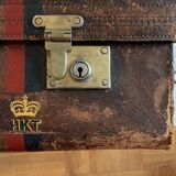 Rare old English suitcase stamped with the royal crown