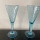 Pair of sky blue chalice or flute glasses