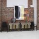 Mid-Century Modern Style Light Blue Murano Glass and Brass Pair of Table L