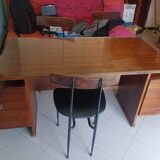 Desk and 3 chairs in 1950s Italian modernist style in rosewood.