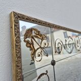 Miroir vénitien de brasserie en verre églomisé ancien doré