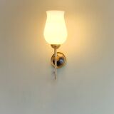 Pair of opaline and brass wall lights, 1950s