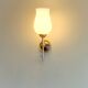 Paire d'appliques opaline et laiton 1950