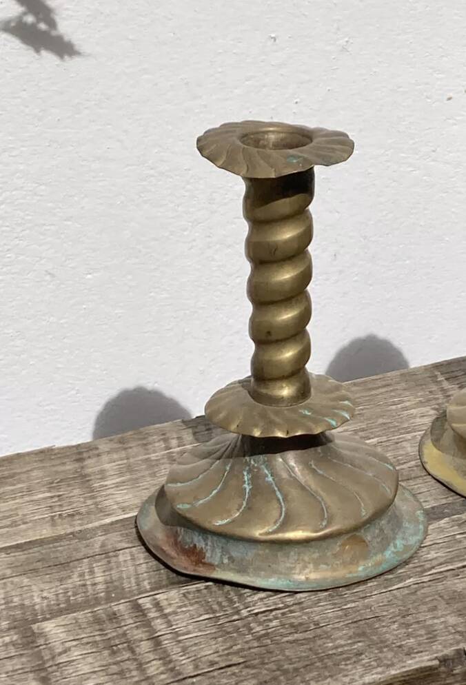 Berber candle holder in gilded brass