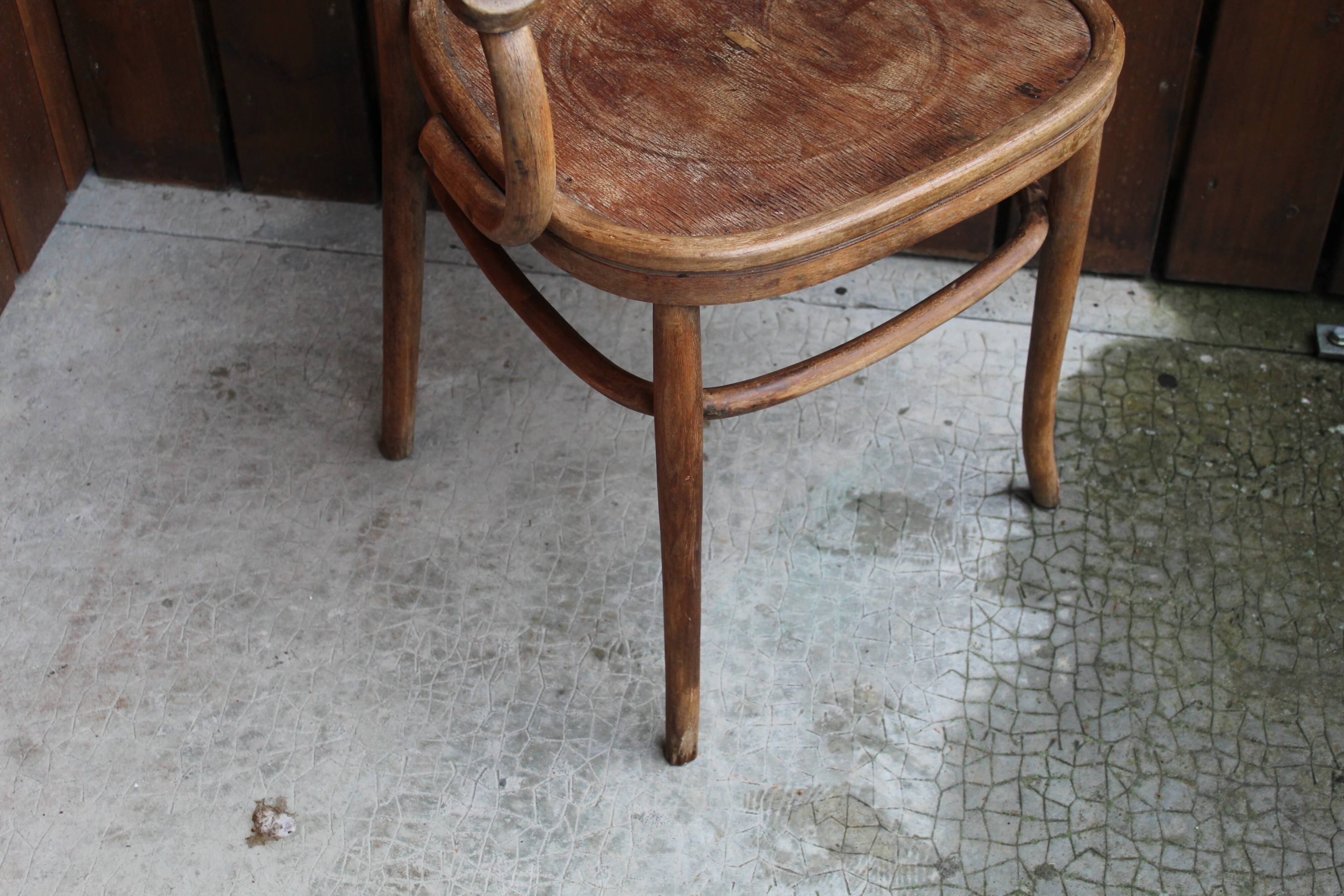 Curved wooden armchair