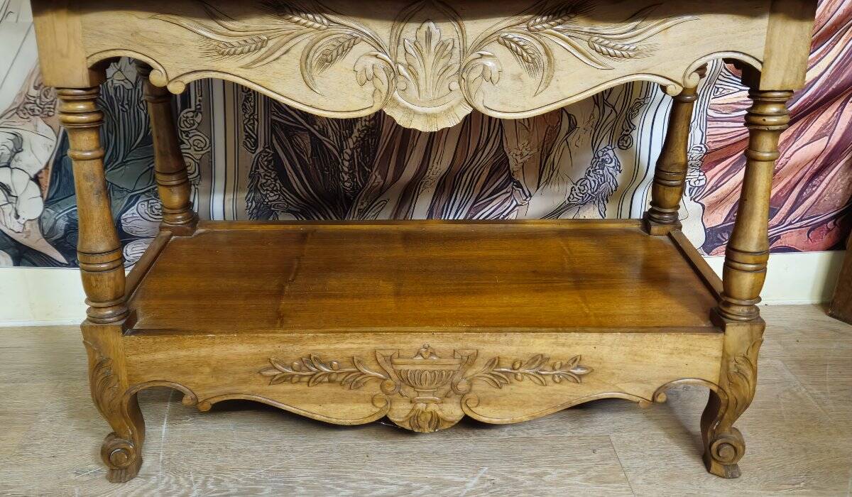 Bread trough / carved walnut – animated scene decoration – early 20th century