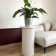 round and fluted bedside table in white
