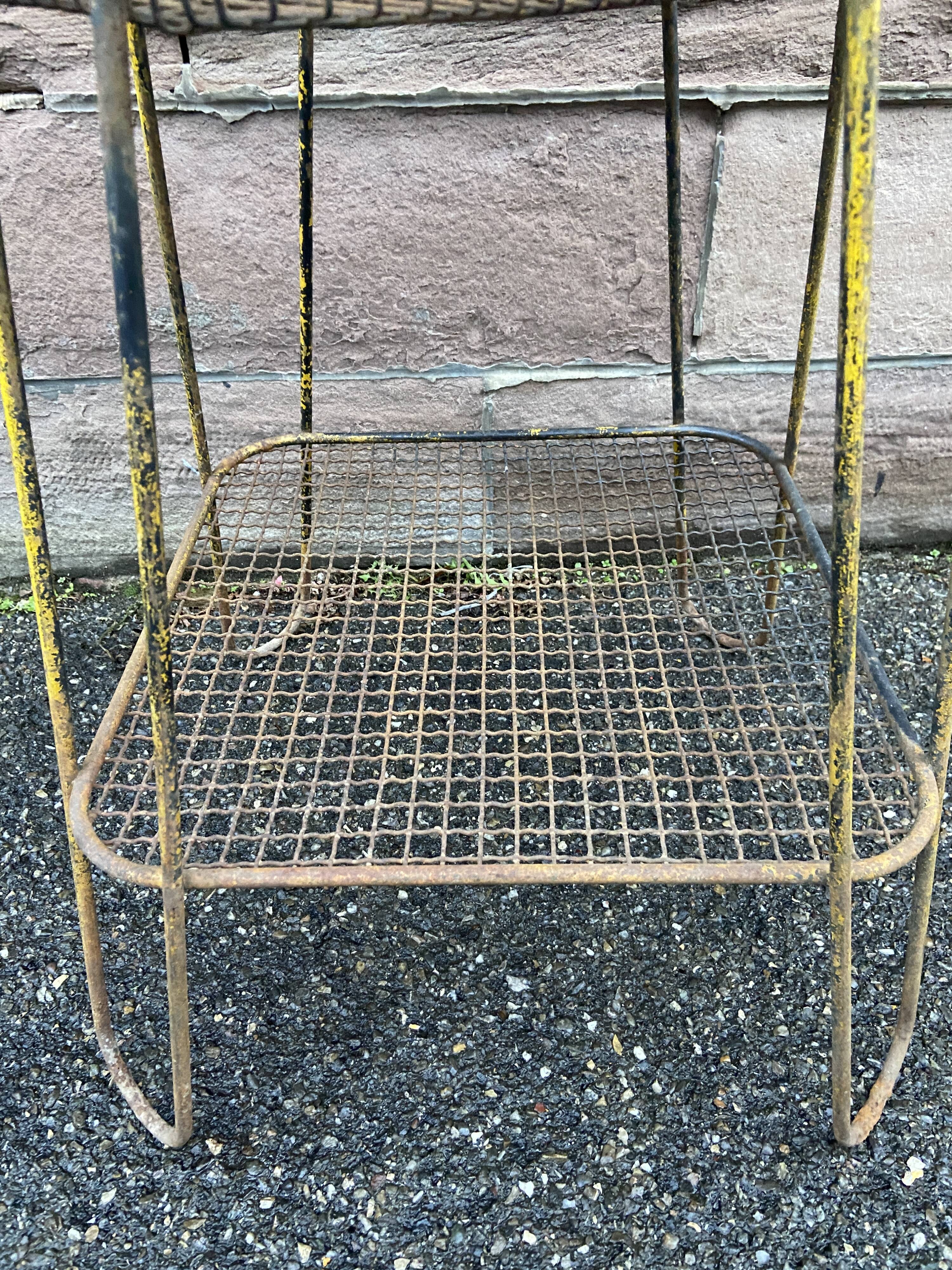 Vintage industrial harness serving hexagonal commercial console in metal & wood Vintage 1950