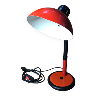 Old aluminor articulated lamp red & black metal 1970s vintage #a545