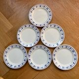 Vintage dessert plates with blue cherry pattern