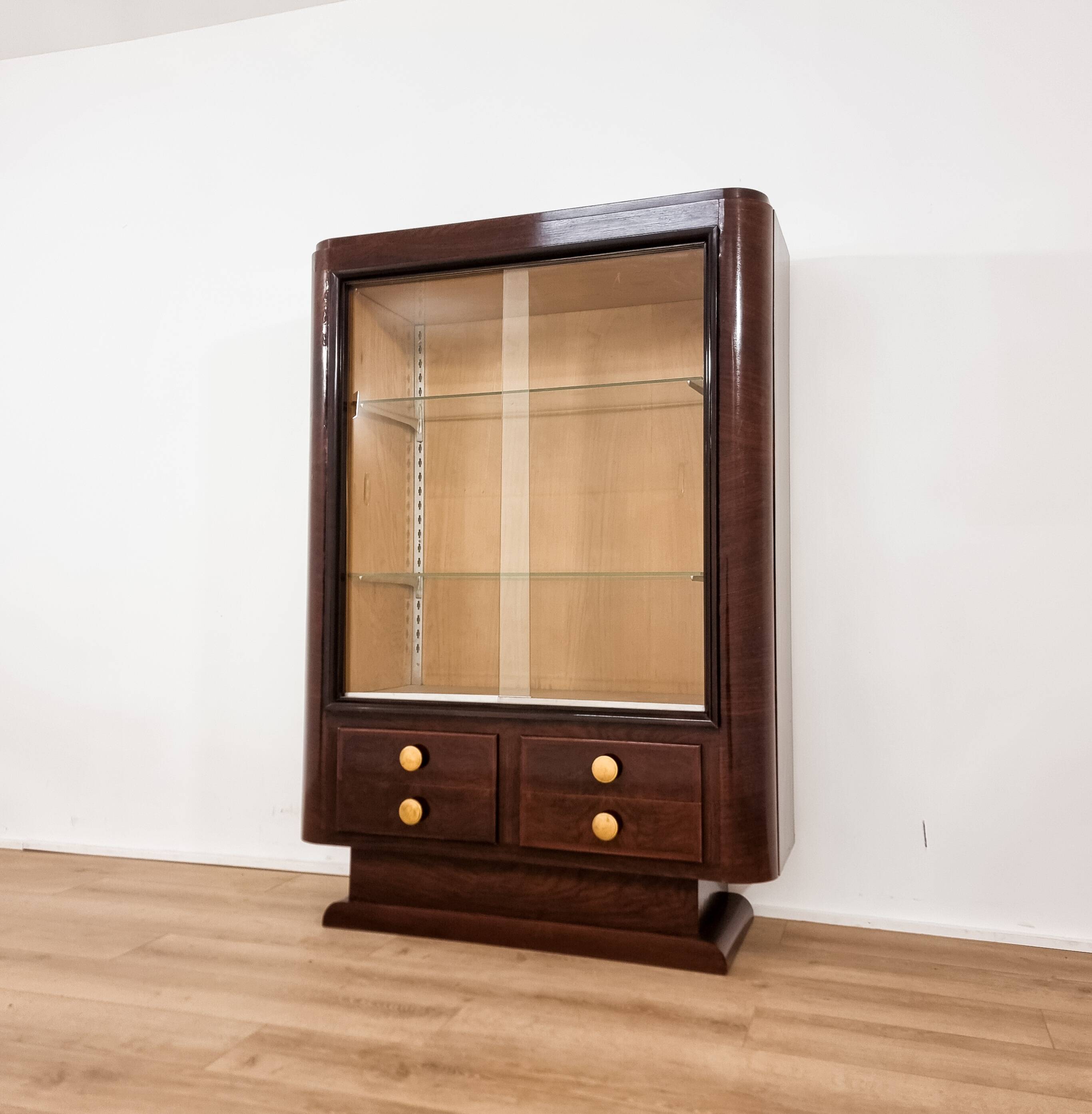 20th century Art Deco wooden display case