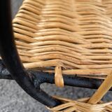 Wicker lyre side table