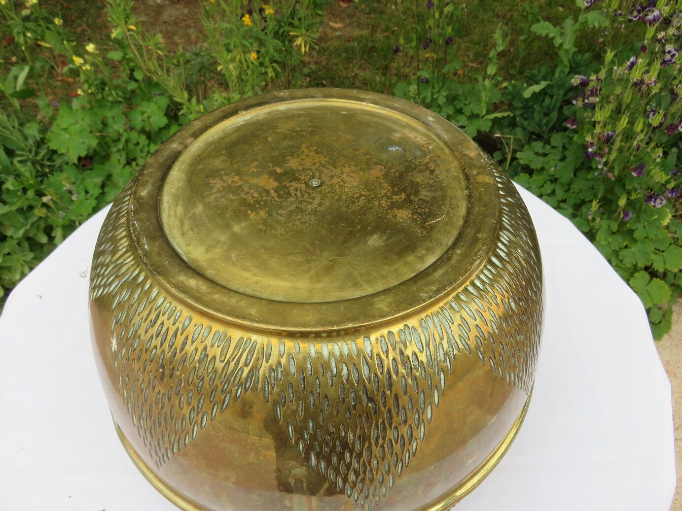 Art deco brass pot cover