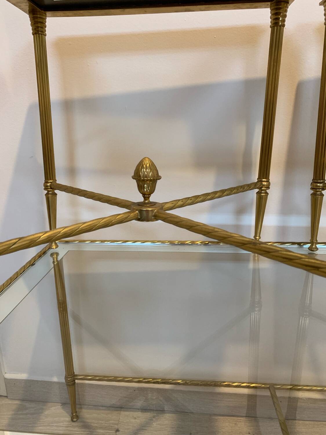 Vintage brass and glass nesting table