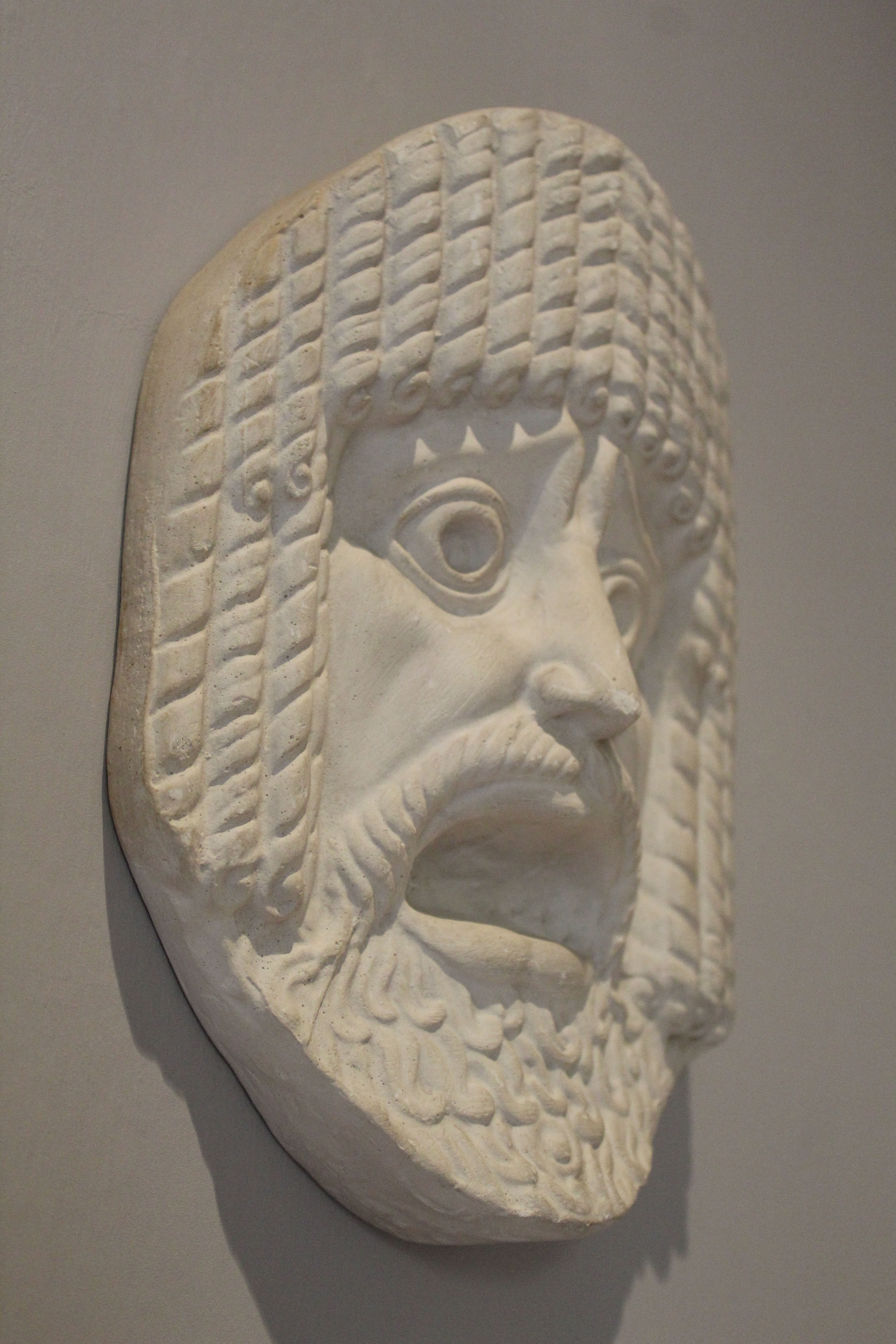Greek tragedy mask - Ancient theater, Italy 1970