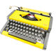 Machine à écrire Olympia AEG Dactymétal De Luxe Jaune révisée ruban neuf avec valise verte