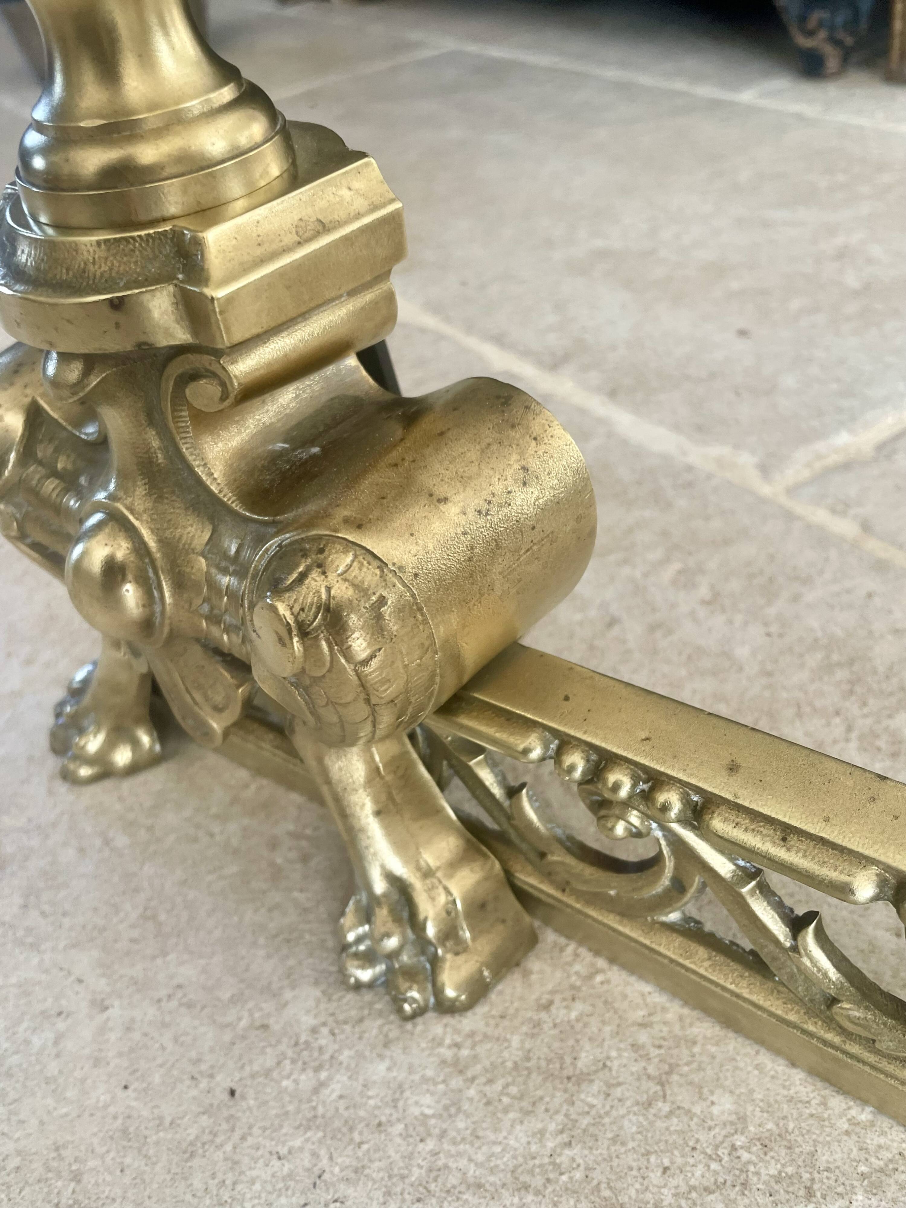 19th-century brass fireplace threshold bar