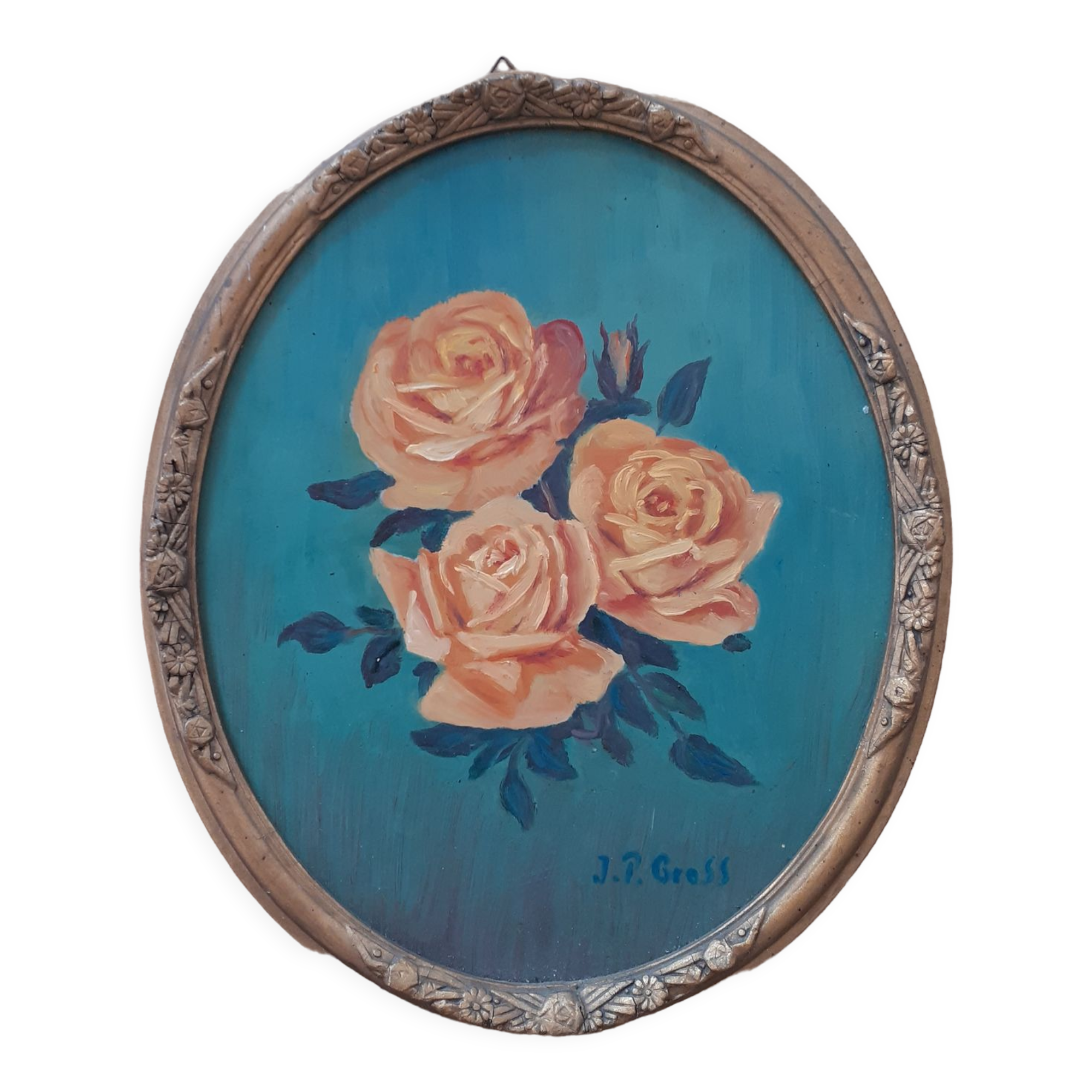 Tableau ovale roses