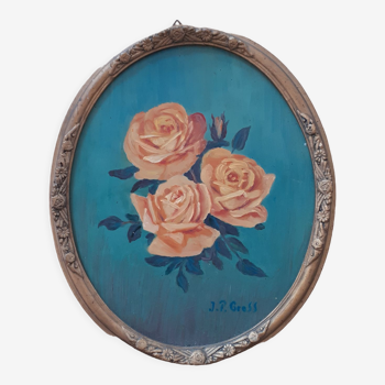 Tableau ovale roses