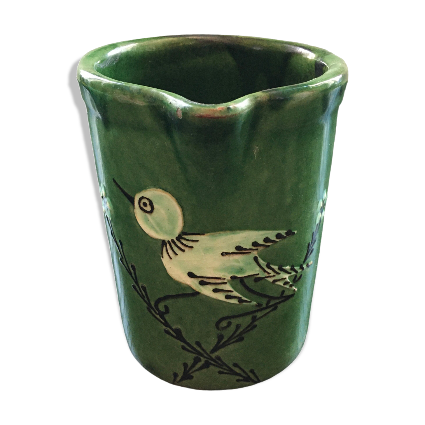 Pitcher green bird decoration