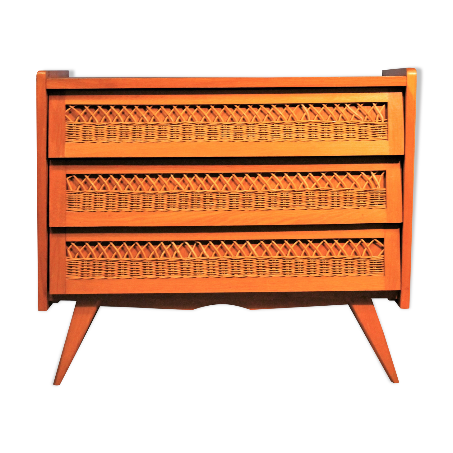 Chest of drawers rattan 3 drawer 1960 s