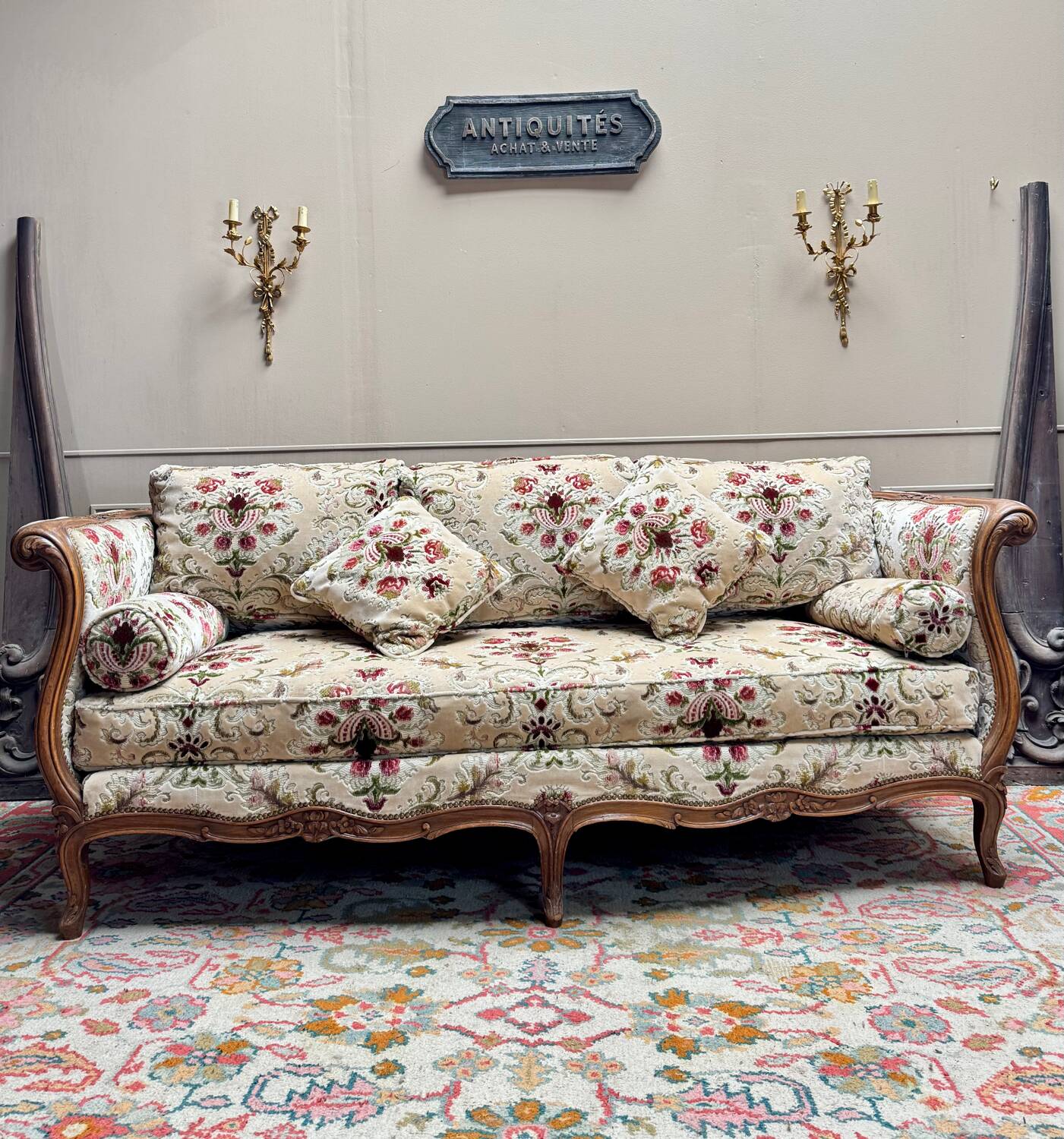 Cross Bed Known as “Turkish” in Walnut, Louis XV Style, 19th Century