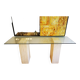 XXL vintage Italian console in travertine and glass from the 80s