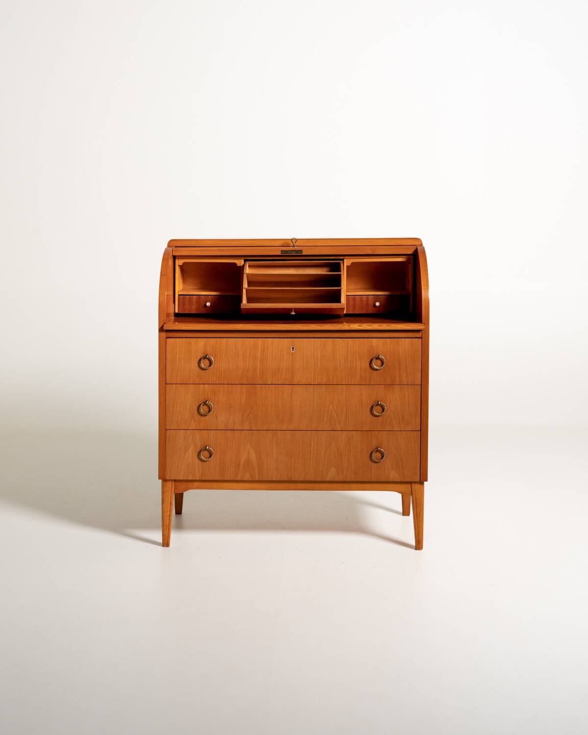 Scandinavian elm and burl wood secretary, 1950s/1960s