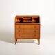 Scandinavian elm and burl wood secretary, 1950s/1960s