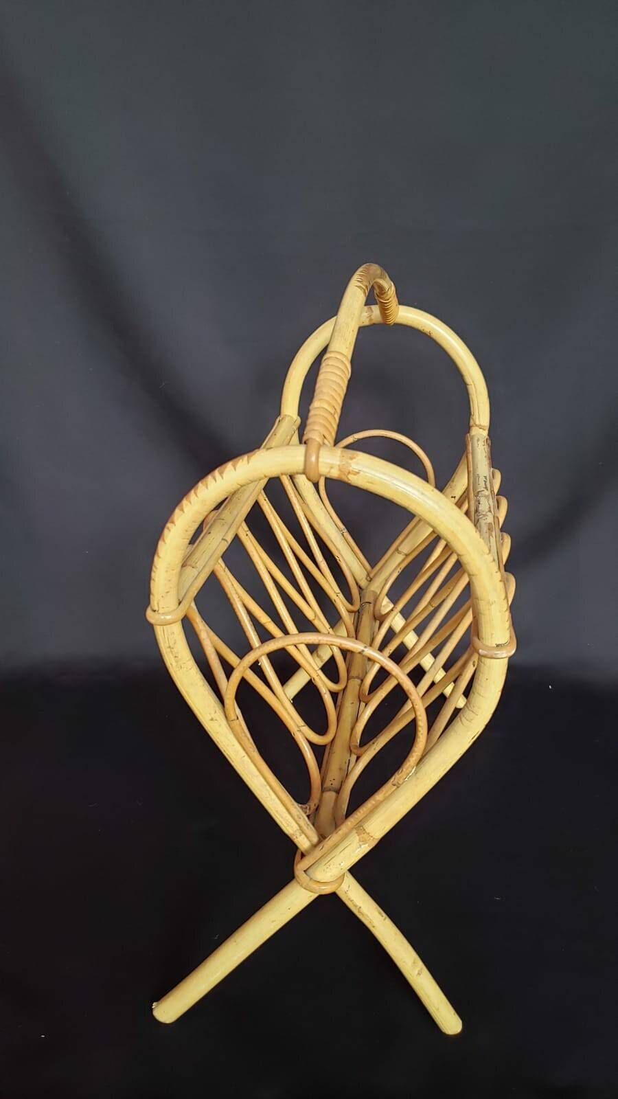 Vintage rattan magazine rack