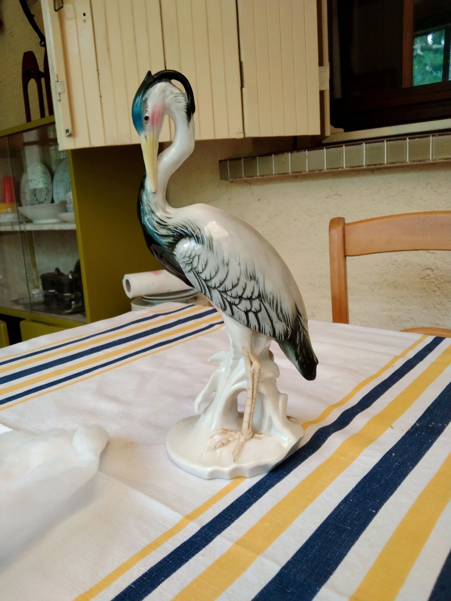 Figurine Oiseau Porcelaine Chardonneret Unterweissbach Années 50 - Allemagne, Signée, Vintage