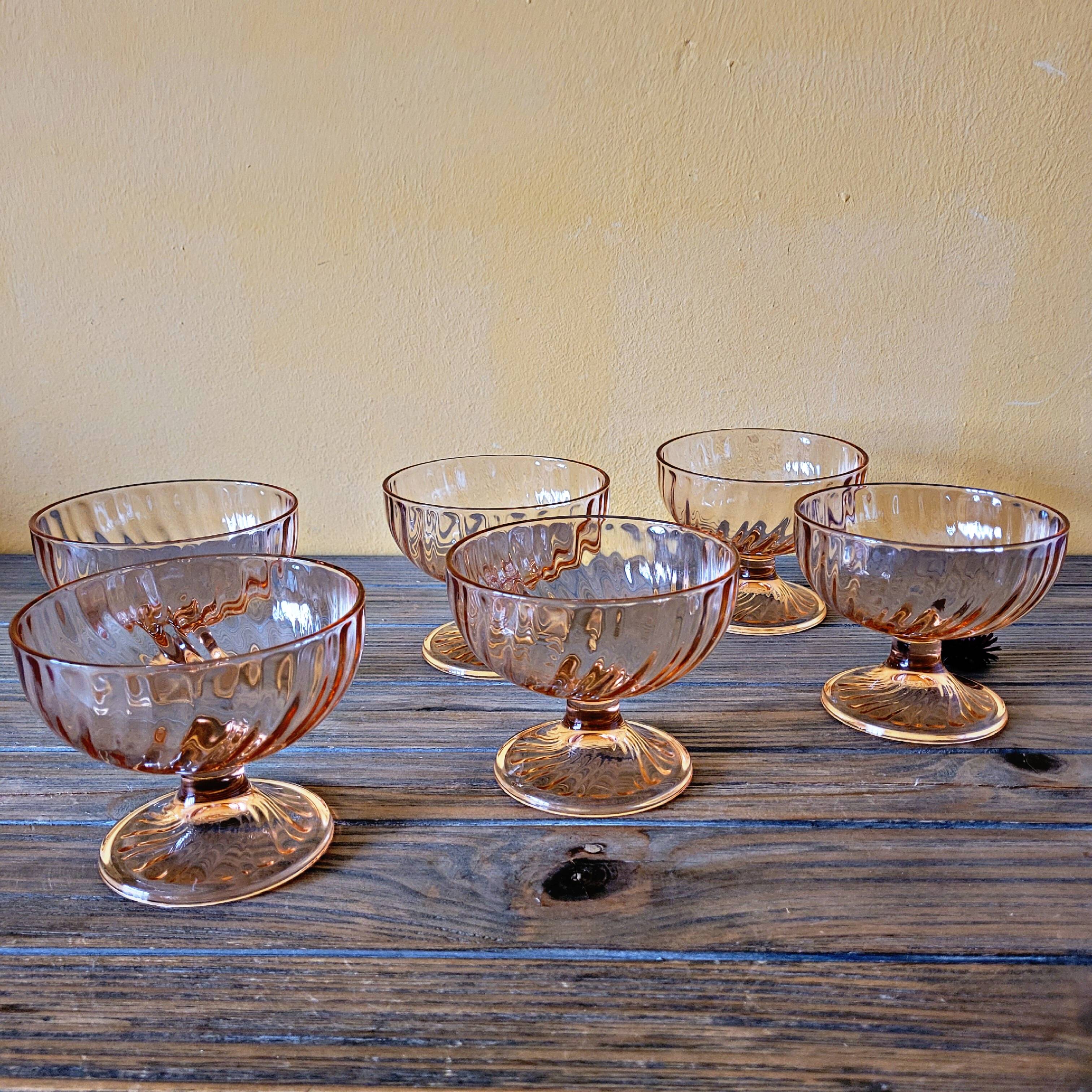 Vintage rosaline arcoroc luminarc pink glass ice cream cups (set of 6)