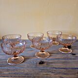 Vintage rosaline arcoroc luminarc pink glass ice cream cups (set of 6)