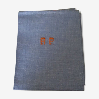 Métis old cloth embroidered Monogram R P battens blue oranges