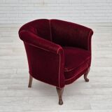 1960s, Danish lounge chair, furniture velour, beech wood legs, original condition.