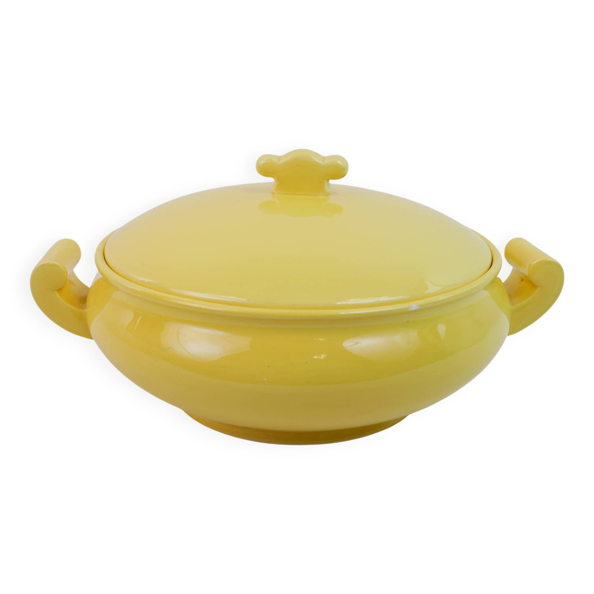 Large yellow modernist soup tureen