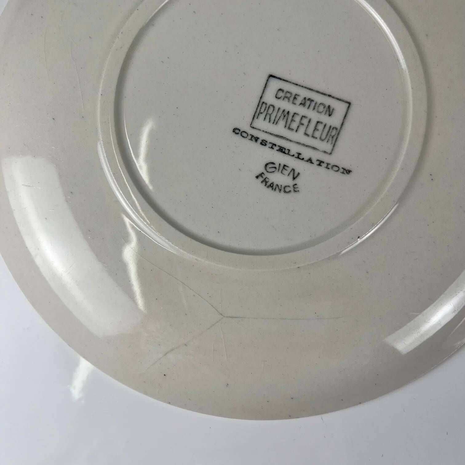 Set of 4 dessert plates GIEN, Primefleur creation, model "Constellation", 1950.