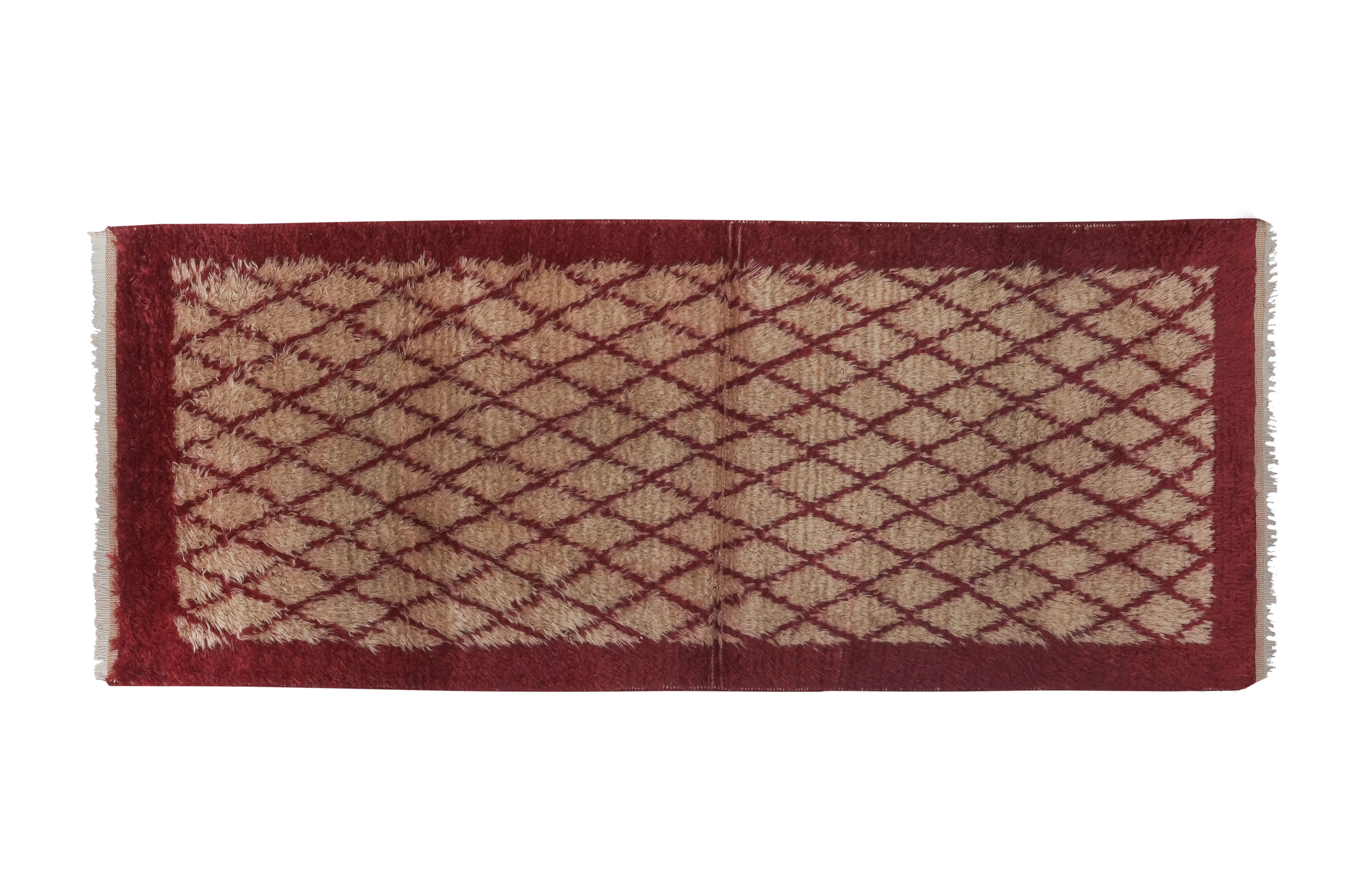 Vintage organic woon brown angora mohair tulu rug runner 2.8 x 6.8 ft