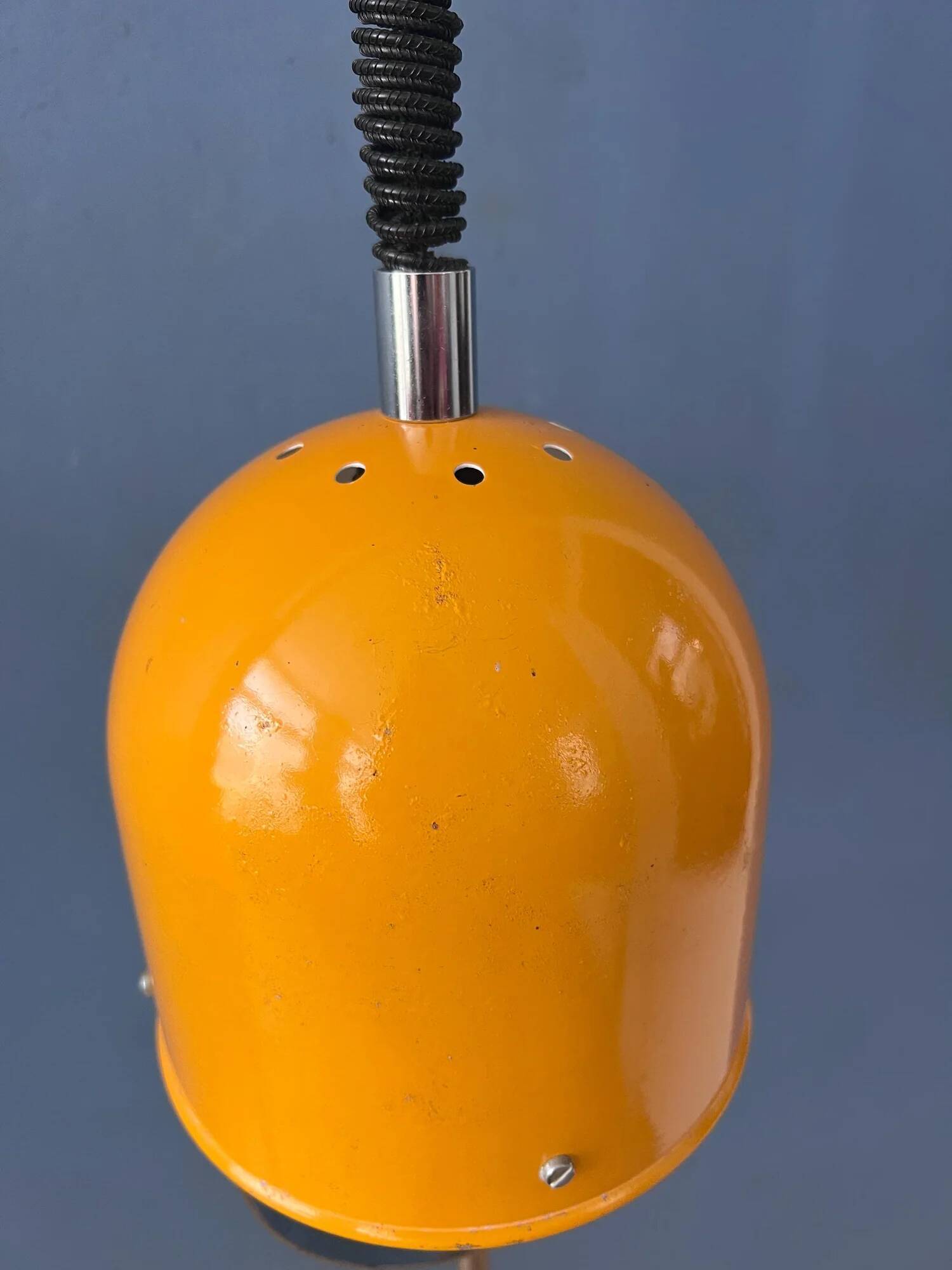 Vintage yellow Space Age pendant lamp, mid-century modern hanging light