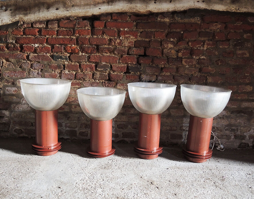 Lot de 4 suspensions industrielles en acier et polycarbonate