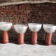 Lot de 4 suspensions industrielles en acier et polycarbonate