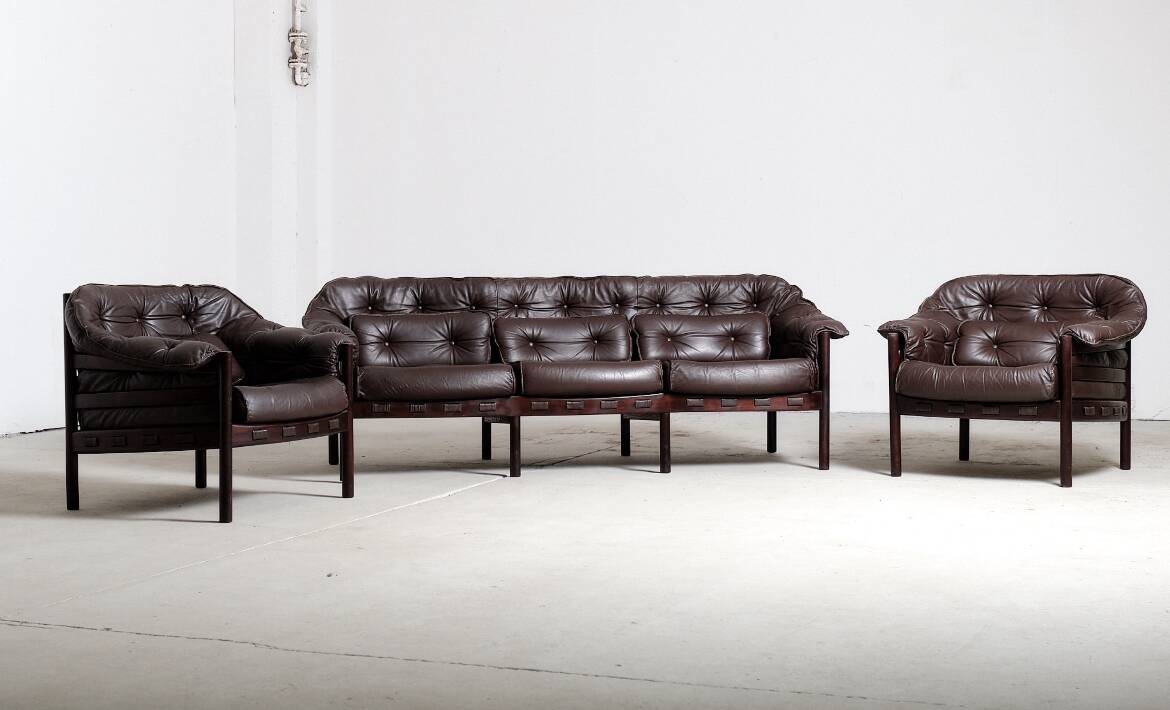 Leather Set by A. Norell for Coja 1970’s Sweden