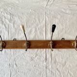 Vintage wooden wall coat rack - 4 hooks