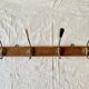 Vintage wooden wall coat rack - 4 hooks